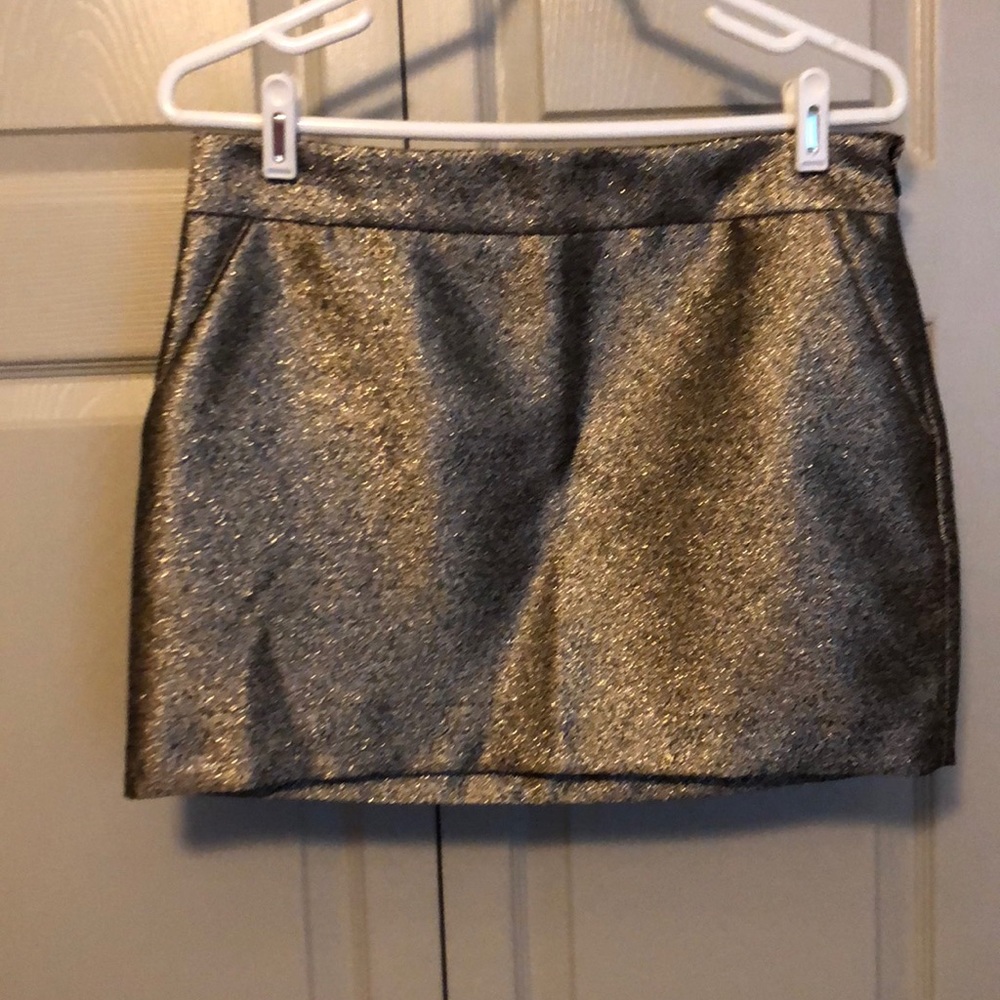 Gold metallic mini skirt